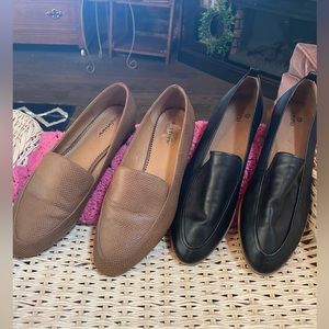 2 pairs of flats, dress shoes.